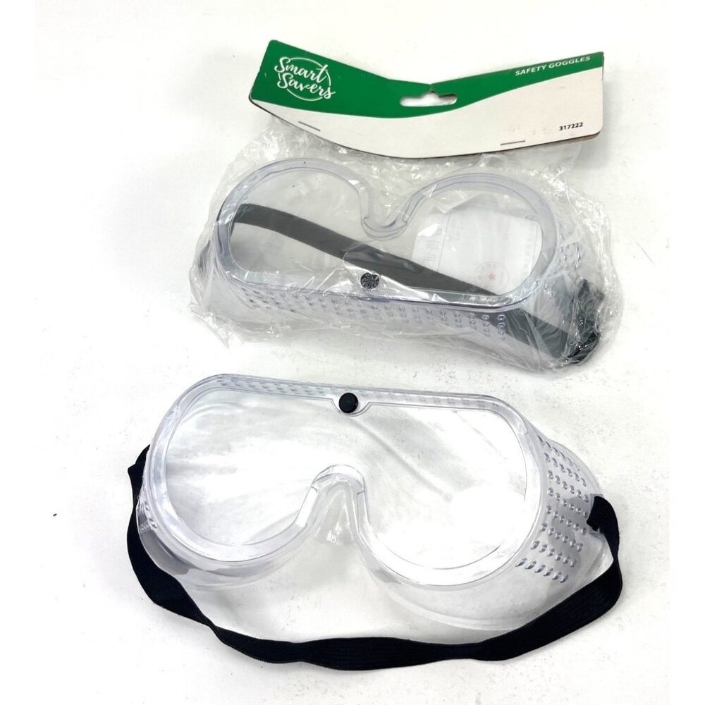 2 Smart Savers Safety Goggles Clear Lens Eye Protection Adjustable Strap 74d